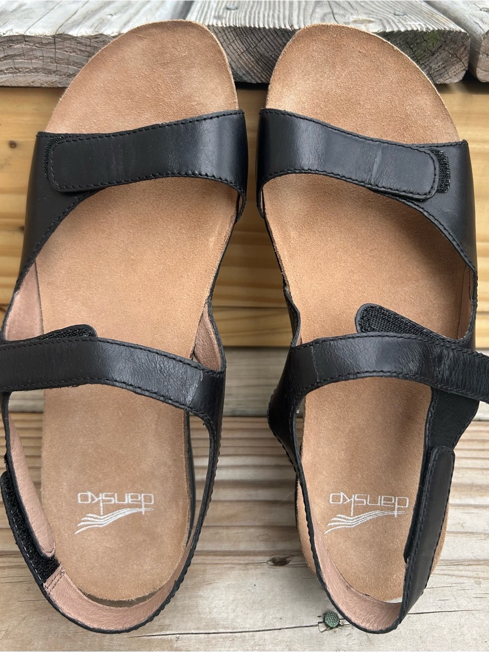 Dansko Black Leather Comfort Sandals EU 38 US 7.5/8